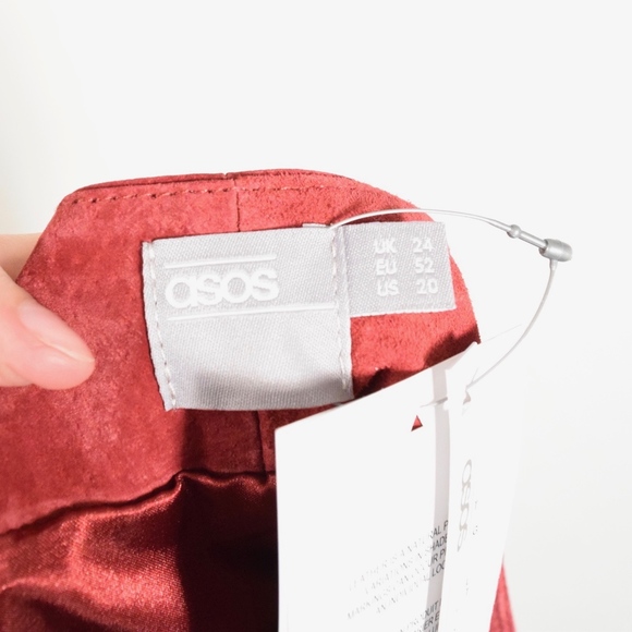 ❌SOLD❌NWT ASOS Red Suede Leather Midi Pencil Skirt - Picture 6 of 7